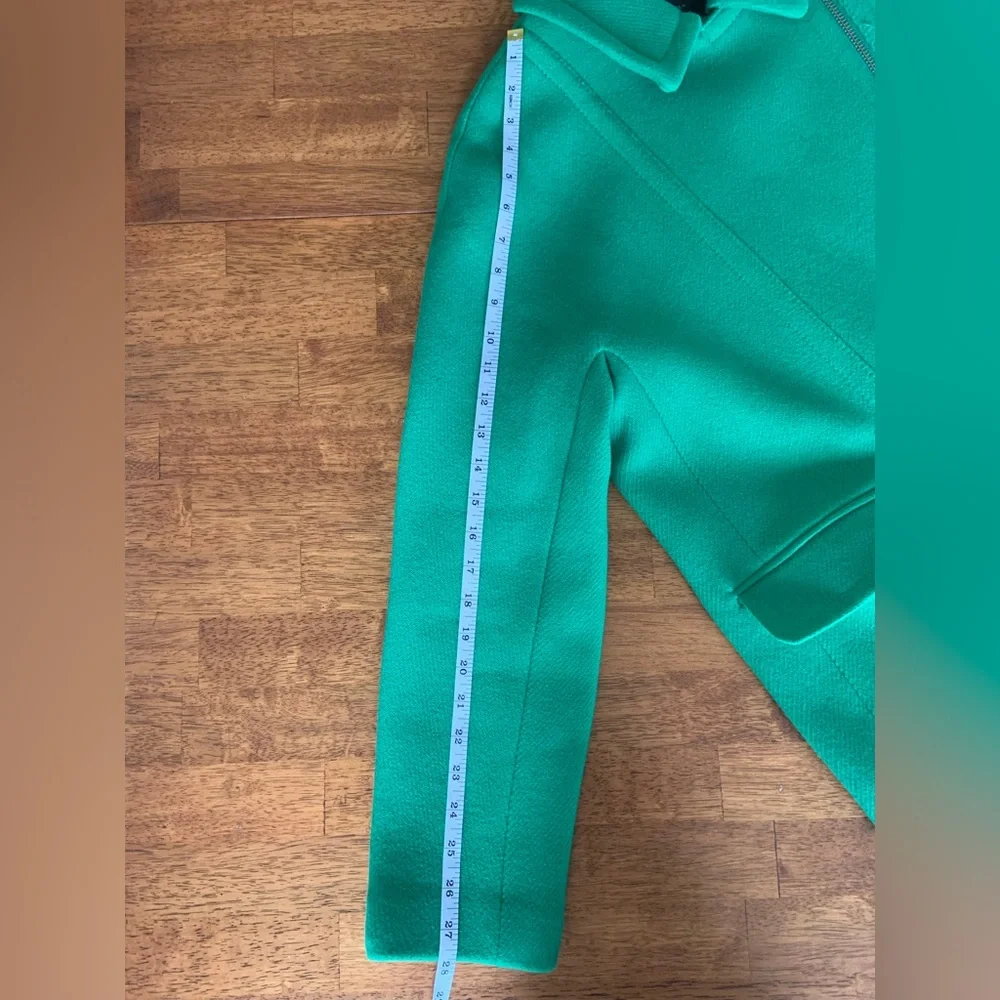 J Crew Women’s Wool Blend Emerald Green Long Two Way Zip Coat Jacket Size 12 - Picture 14 of 16